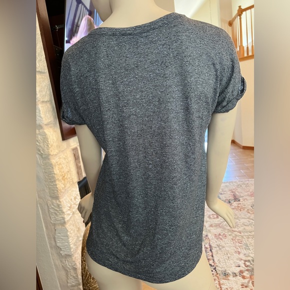 Apt.9 Short Sleeve Gray Shirt With Glitter Design Size Petite Large - Picture 6 of 9